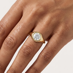 Gold 2Ct Bezel Bold Round Lab Grown Diamond Alvyra Ring