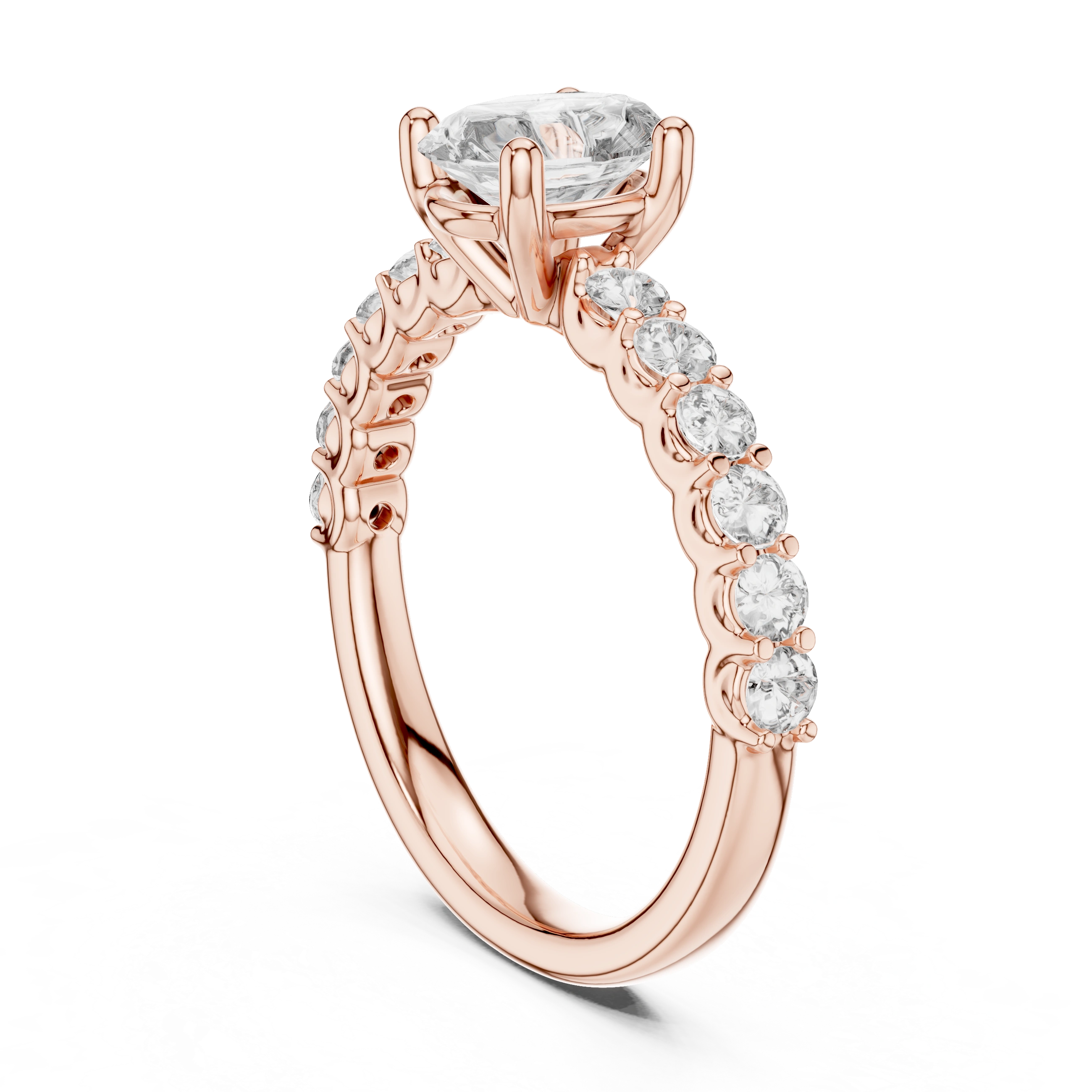 Gold 1Ct Half Eternity Oval Solitaire Lab Grown Diamond Alice Ring