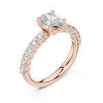 Gold 1Ct Half Eternity Oval Solitaire Lab Grown Diamond Alice Ring