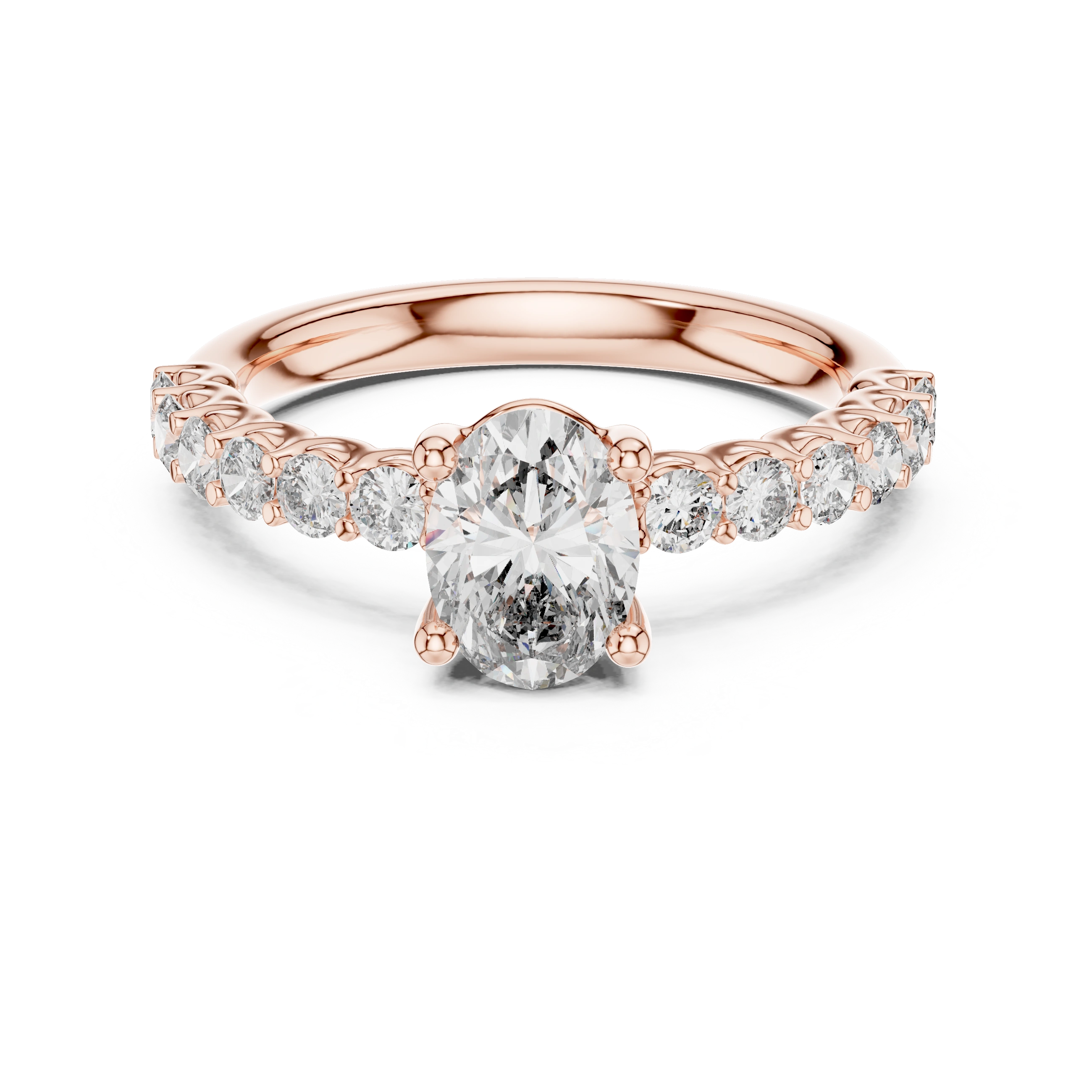 Gold 1Ct Half Eternity Oval Solitaire Lab Grown Diamond Alice Ring