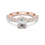 Gold 1Ct Half Eternity Oval Solitaire Lab Grown Diamond Alice Ring