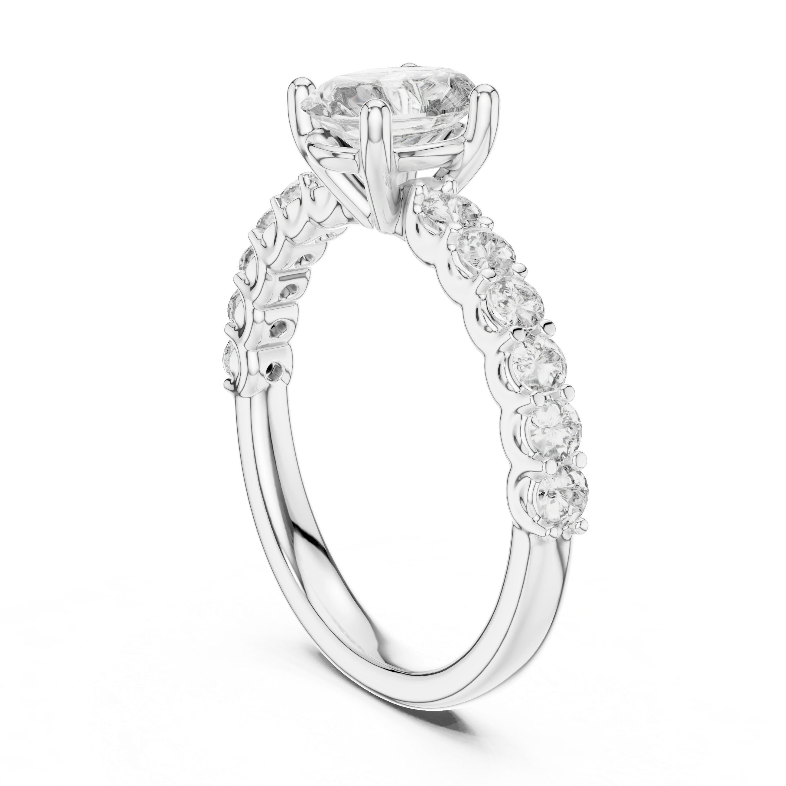 Gold 1Ct Half Eternity Oval Solitaire Lab Grown Diamond Alice Ring