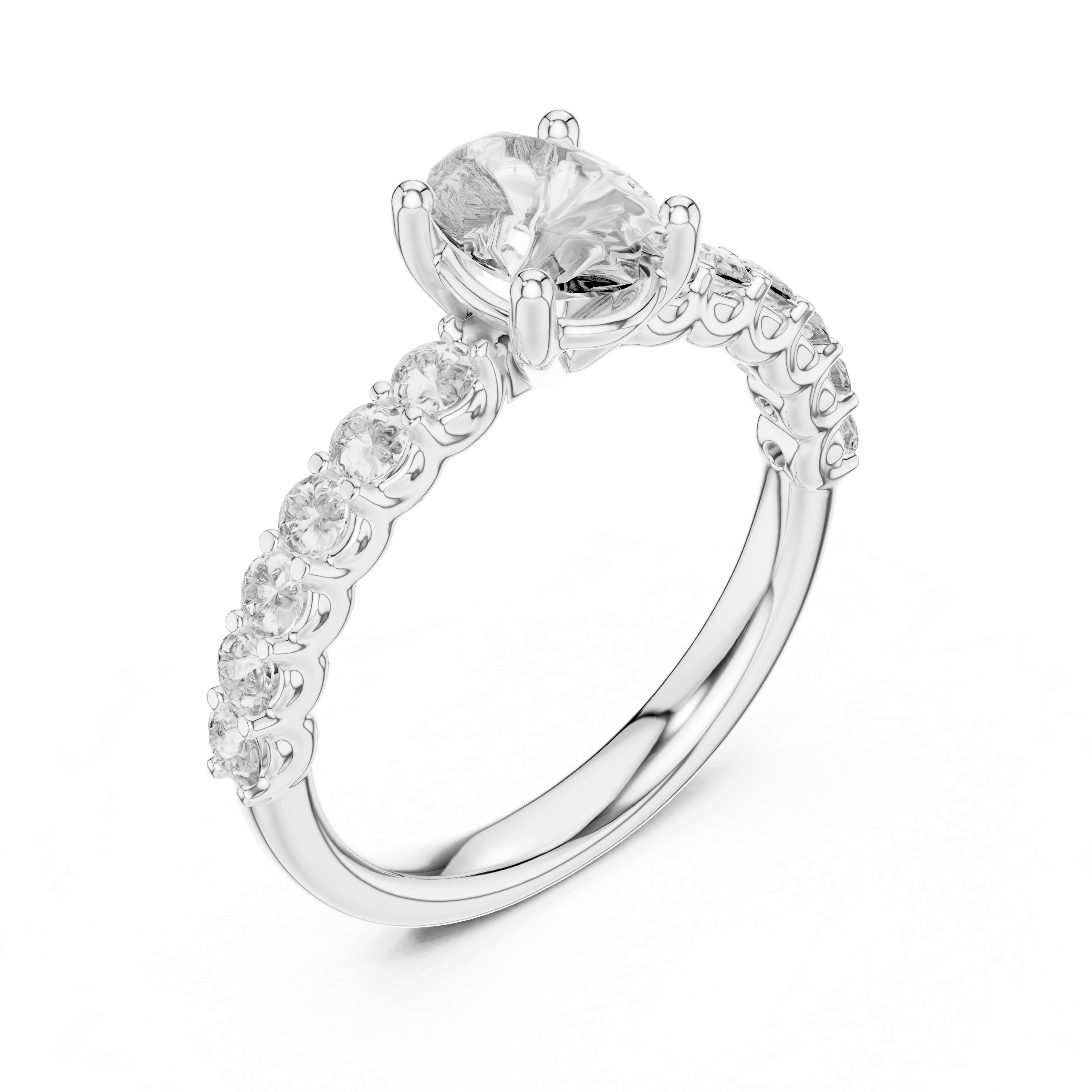 Gold 1Ct Half Eternity Oval Solitaire Lab Grown Diamond Alice Ring