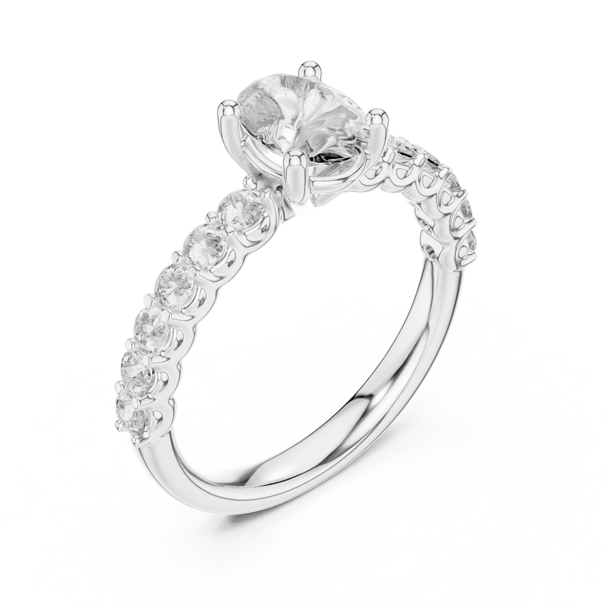 Gold 1Ct Half Eternity Oval Solitaire Lab Grown Diamond Alice Ring