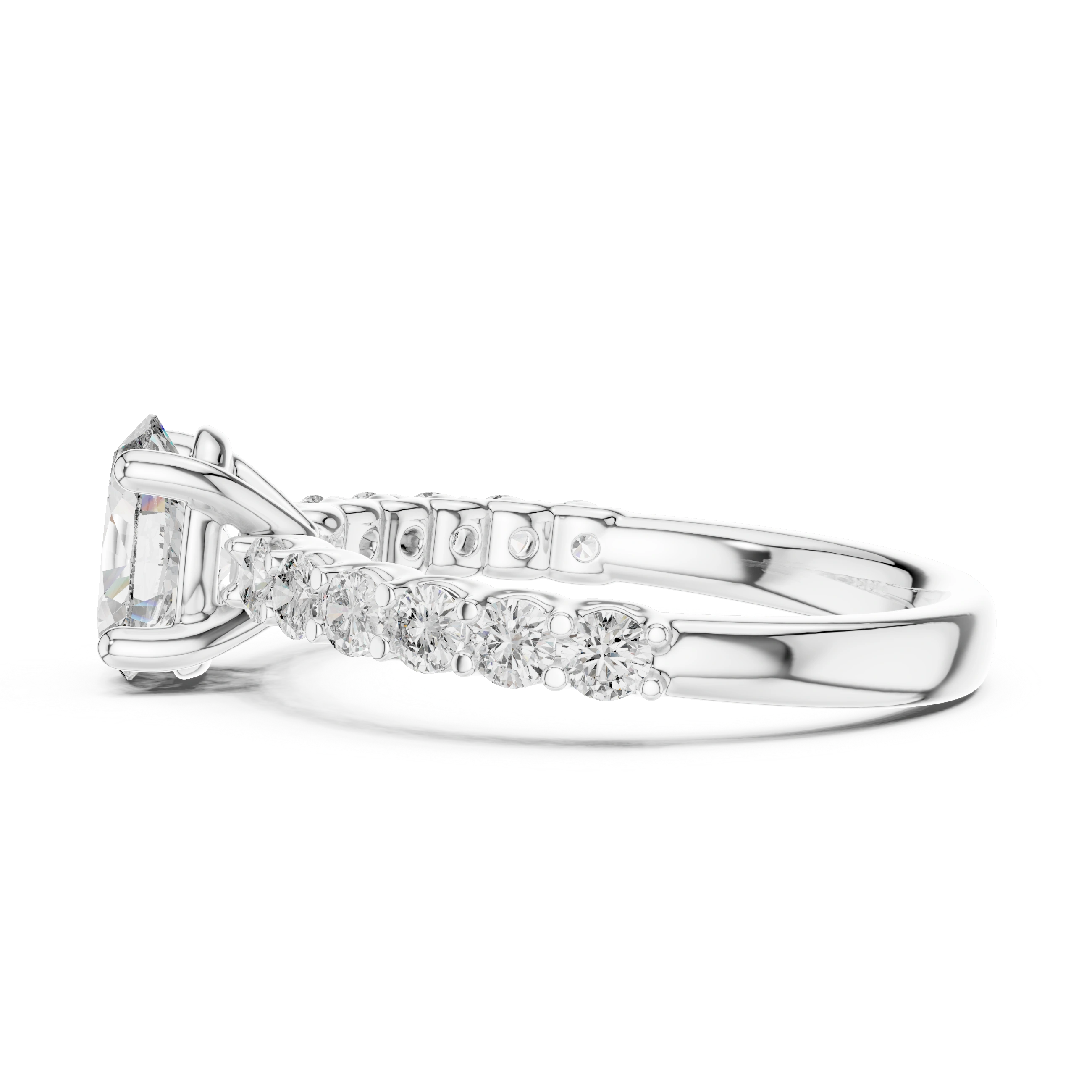 Gold 1Ct Half Eternity Oval Solitaire Lab Grown Diamond Alice Ring