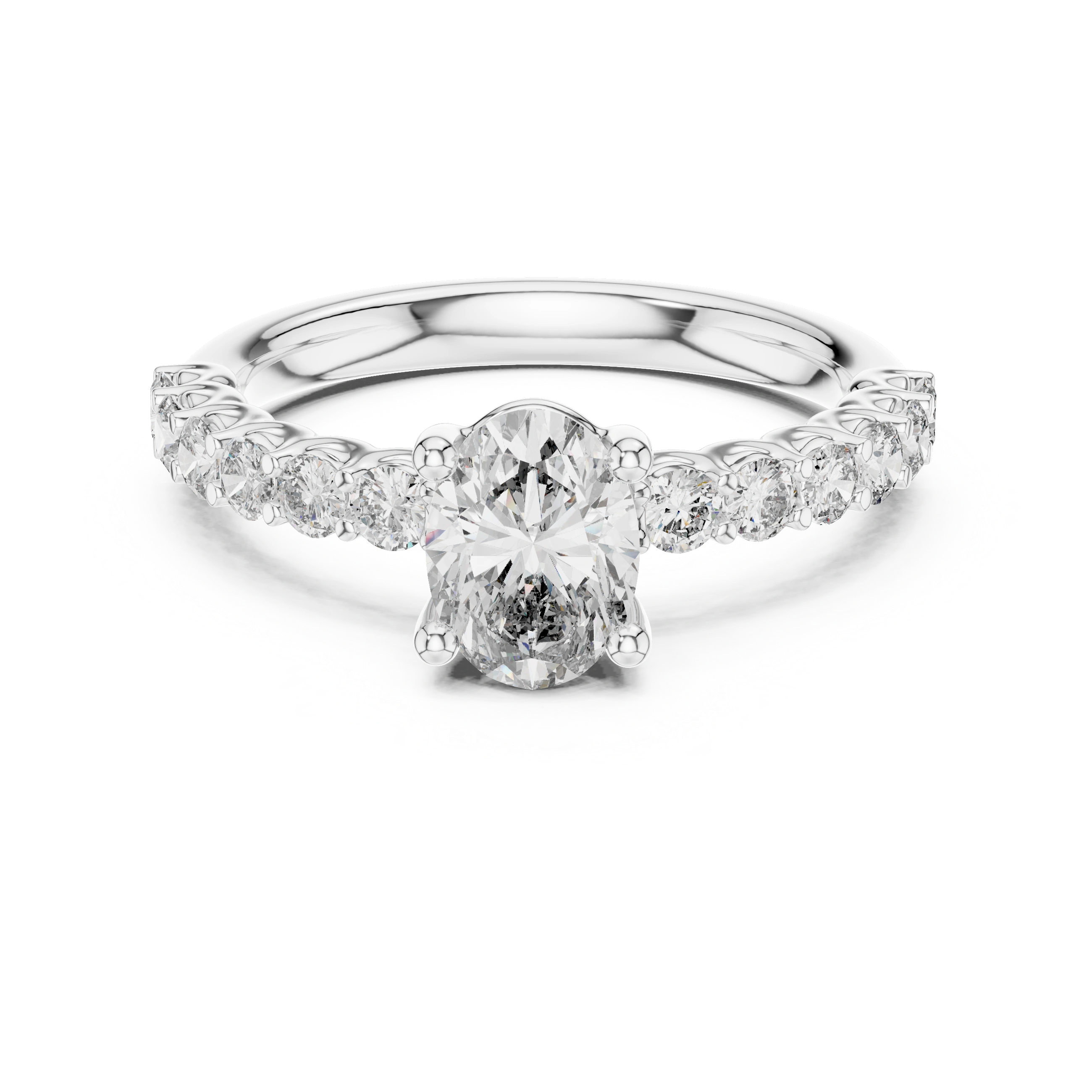Gold 1Ct Half Eternity Oval Solitaire Lab Grown Diamond Alice Ring