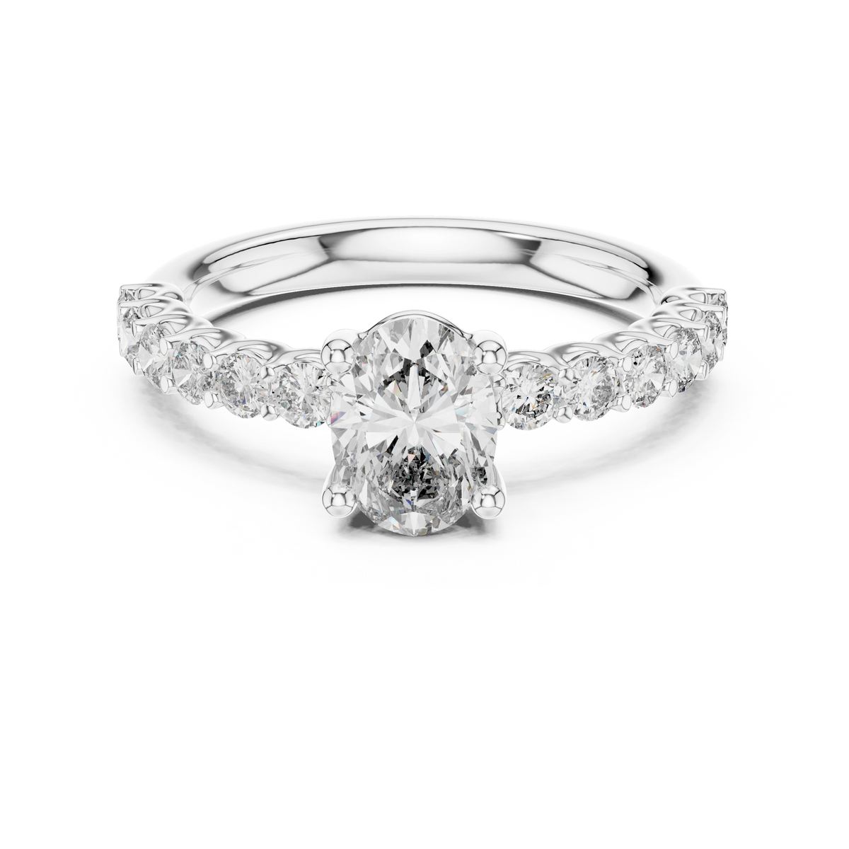 Gold 1Ct Half Eternity Oval Solitaire Lab Grown Diamond Alice Ring