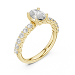 Gold 1Ct Half Eternity Oval Solitaire Lab Grown Diamond Alice Ring