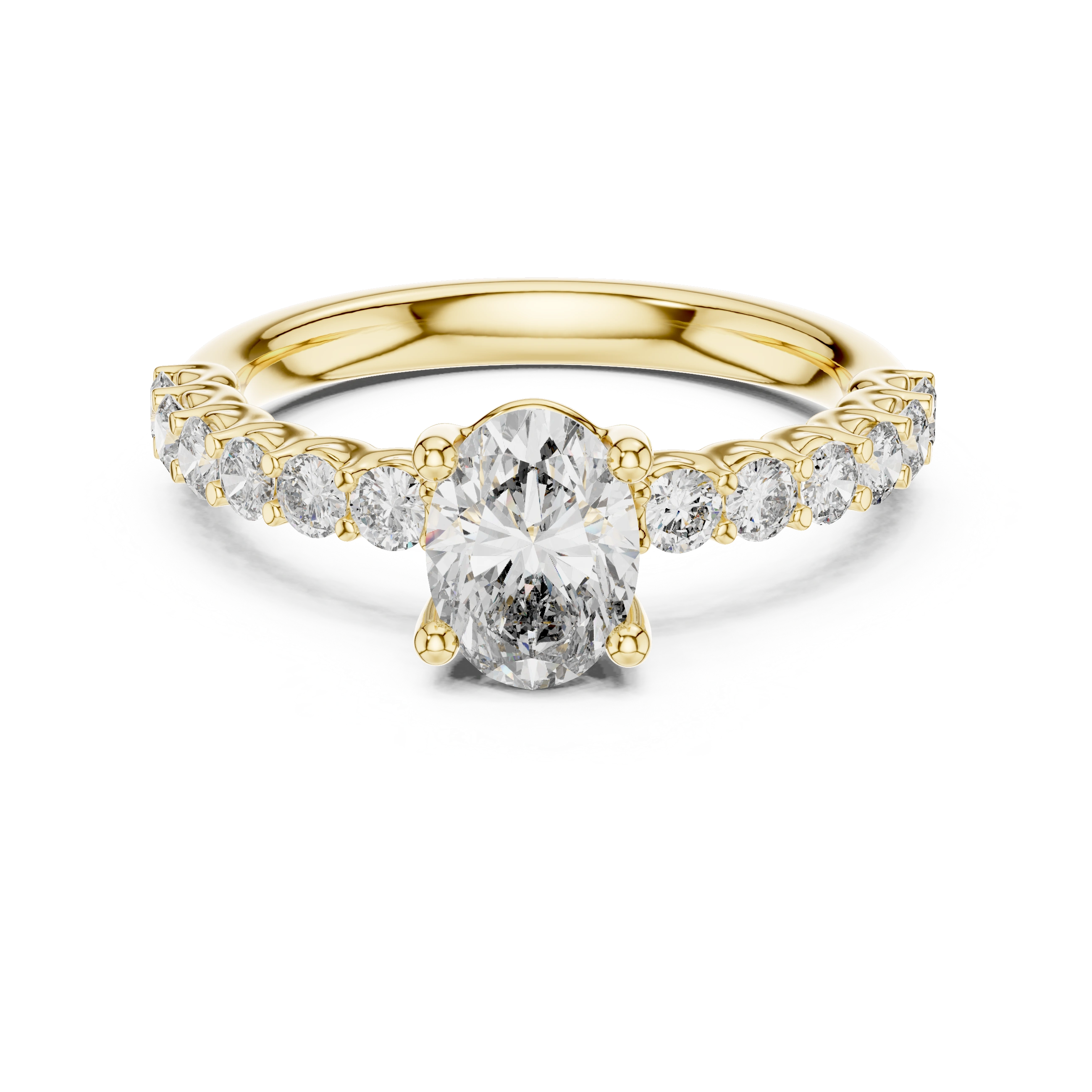 Gold 1Ct Half Eternity Oval Solitaire Lab Grown Diamond Alice Ring