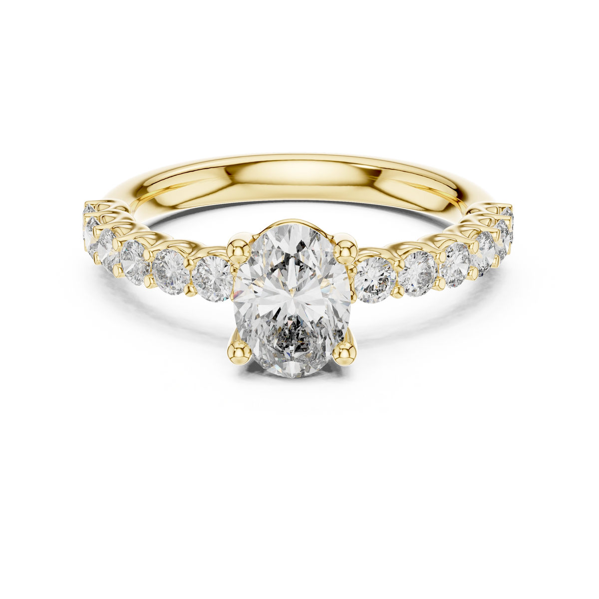 Gold 1Ct Half Eternity Oval Solitaire Lab Grown Diamond Alice Ring