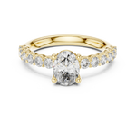 Gold 1Ct Half Eternity Oval Solitaire Lab Grown Diamond Alice Ring