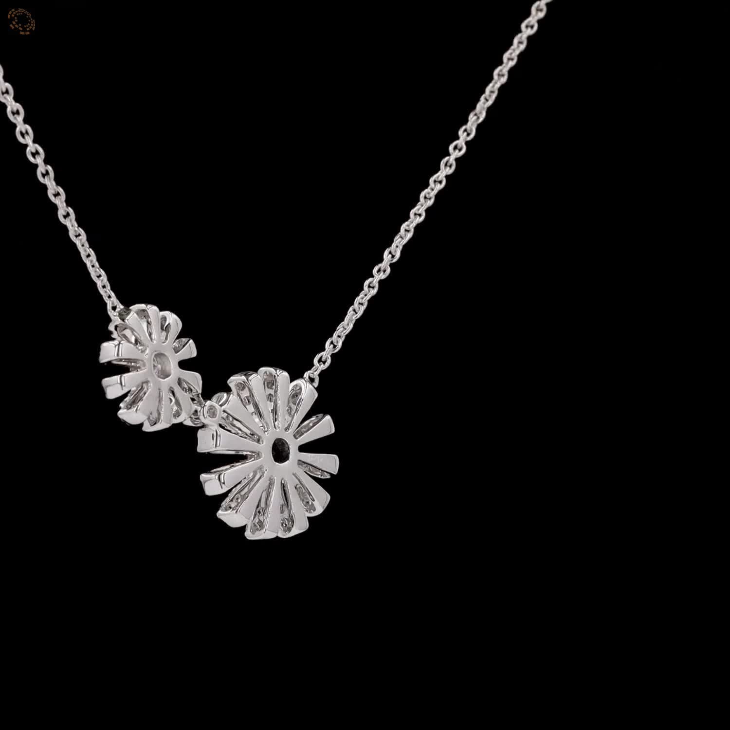 Awaken’s Monochrome Elegance: Diamond Sunflower Necklace