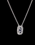 Awaken’s Sapphire Radiance:  Square Diamond Necklace