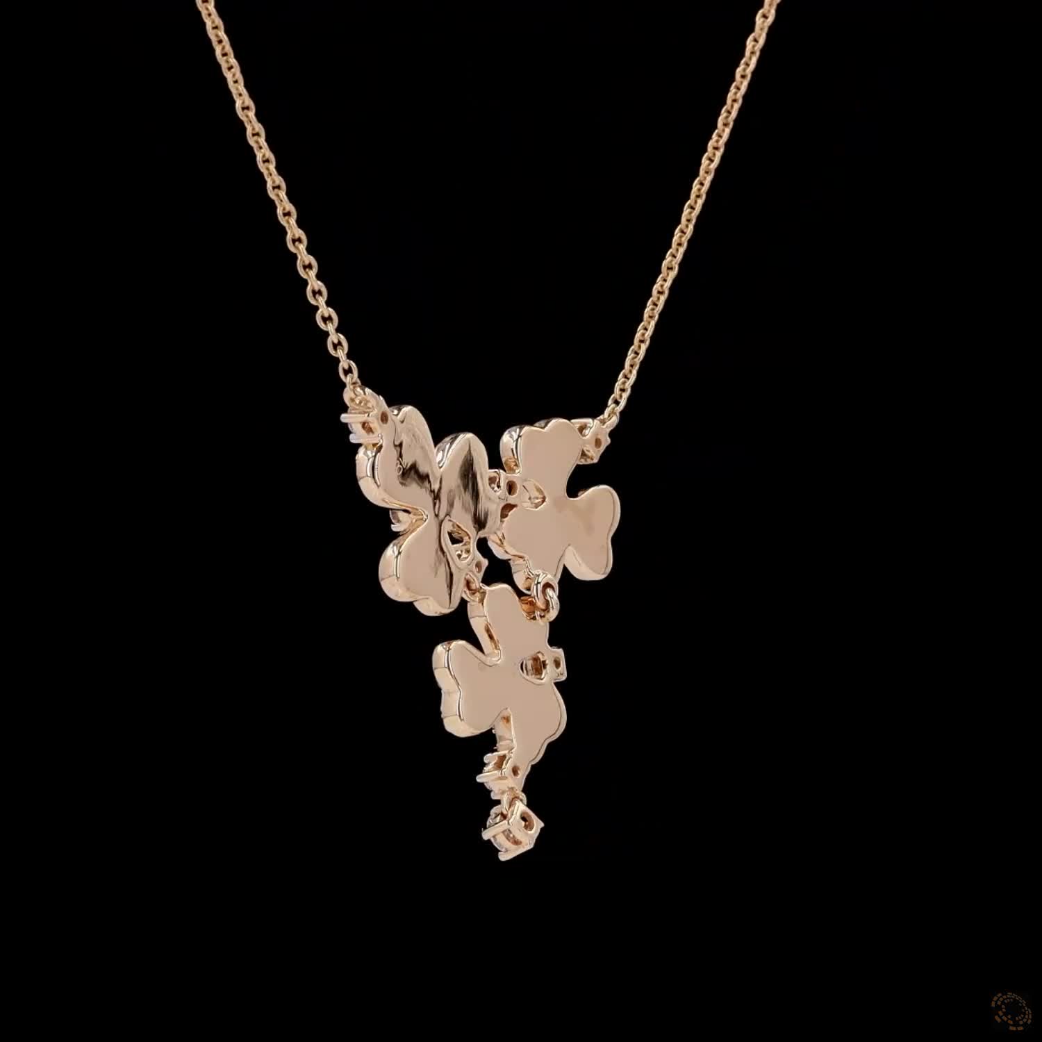 Enchanting Tri-Floral Elegance: Diamond Necklace