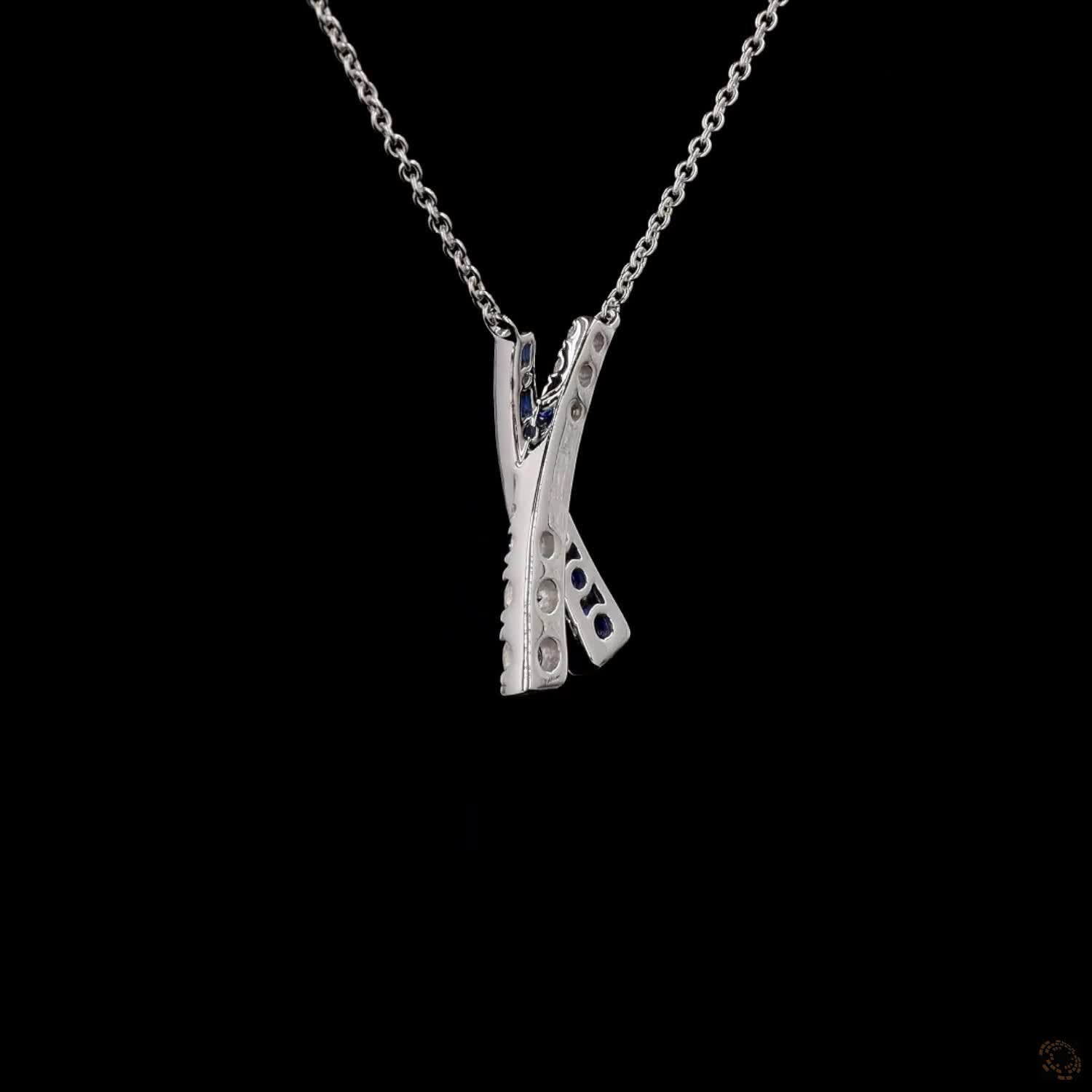 Blue &amp; White &#39;X&#39; Diamond Necklace: Elegant Kiss