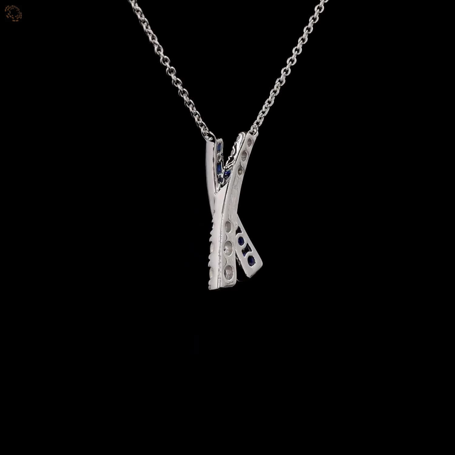 Awaken’s Blue &amp; White &#39;X&#39; Diamond Necklace: Elegant Kiss