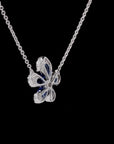 Blossoming Elegance: Flower Blue Sapphire Diamond Necklace