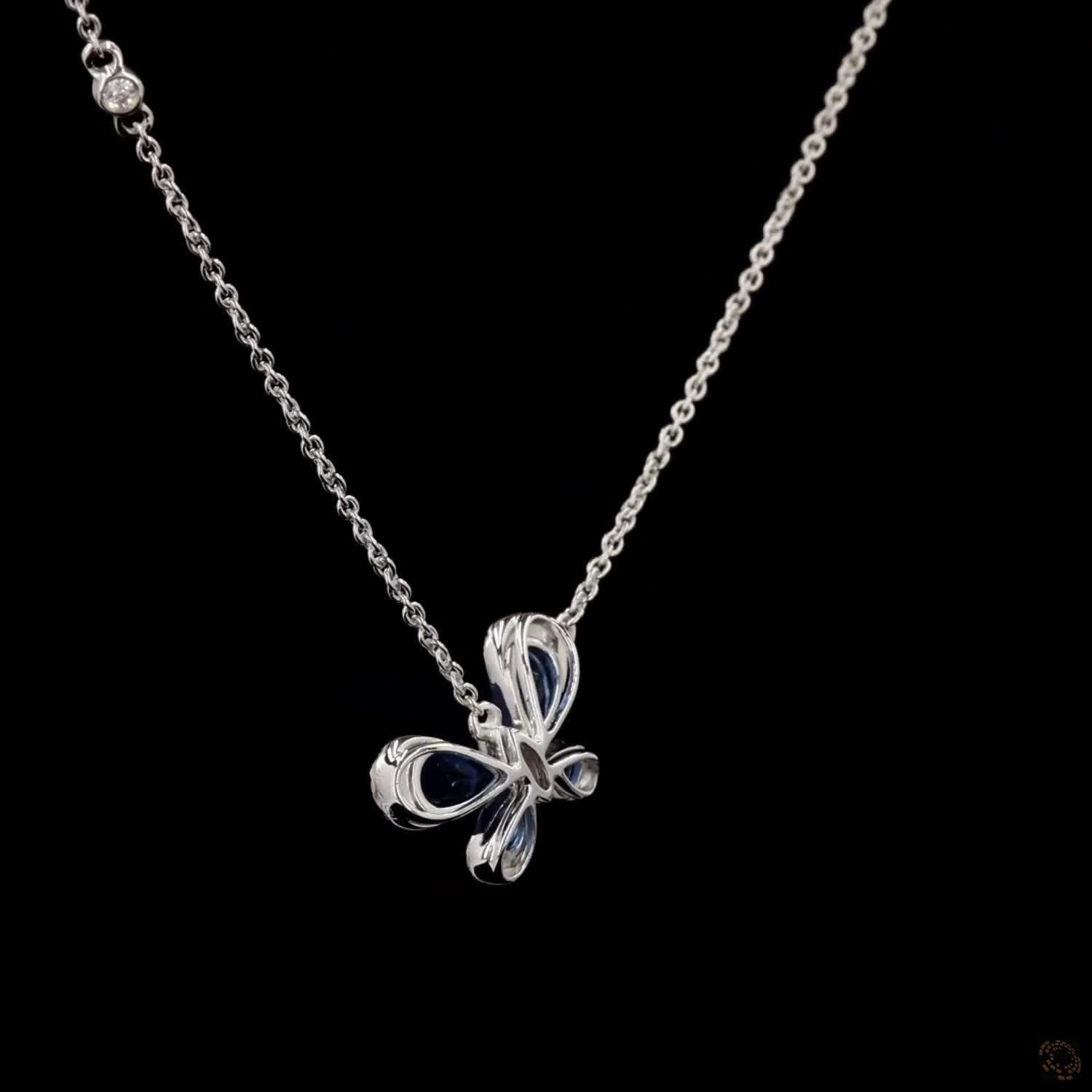 Sapphire Sky Flutter: Butterfly Diamond Necklace