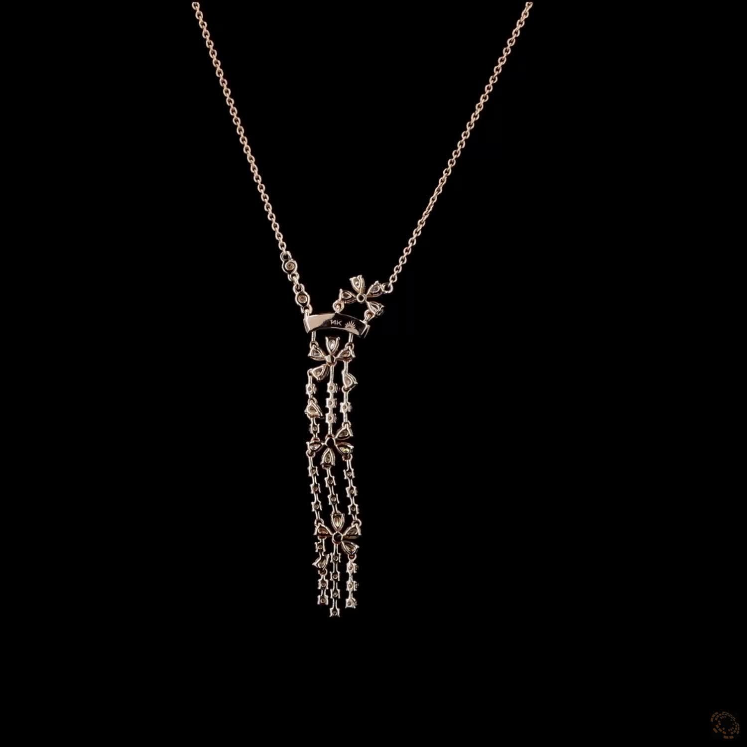 Awaken’s Pear Blossom: Long  Floral Diamond Pendant