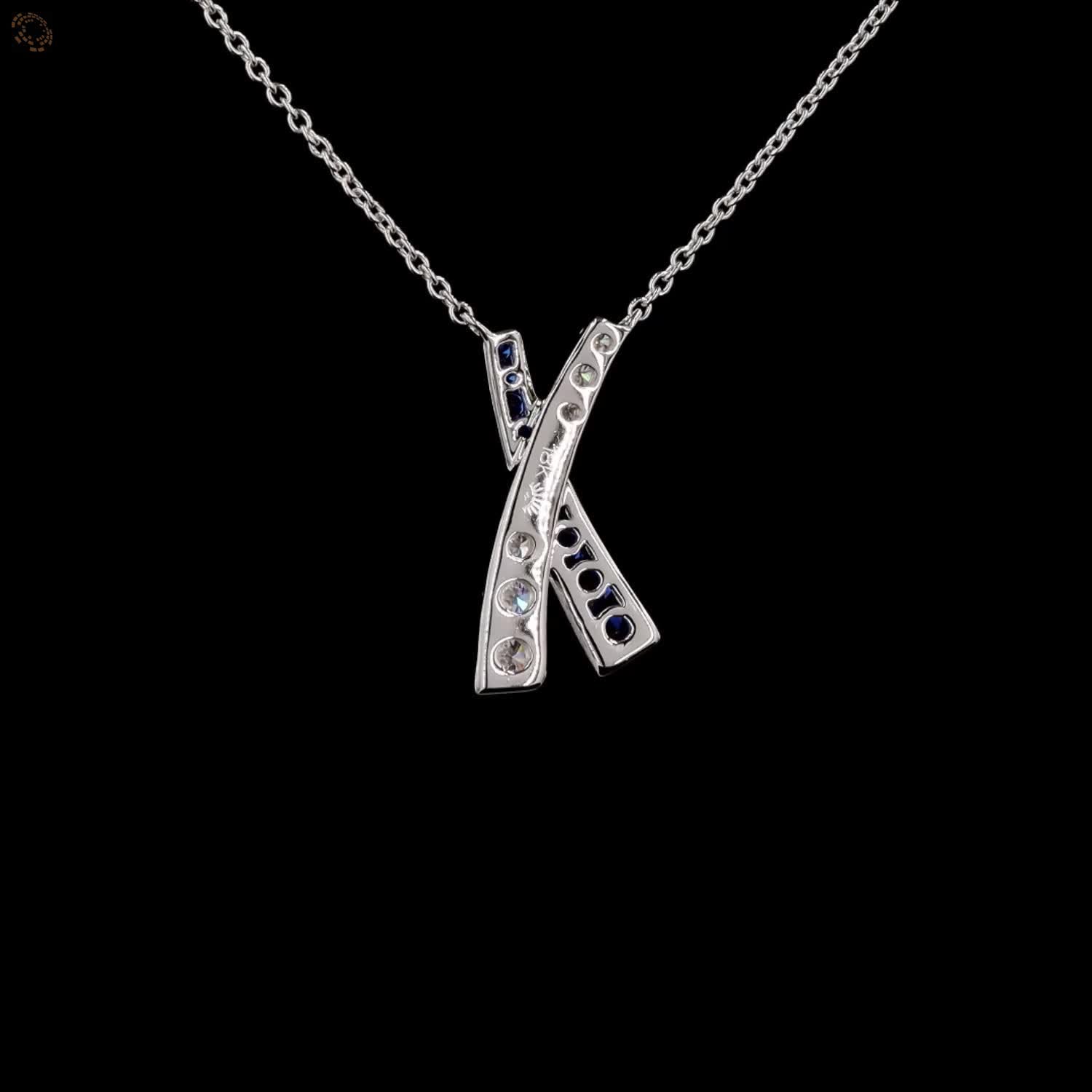 Awaken’s Blue &amp; White &#39;X&#39; Diamond Necklace: Elegant Kiss