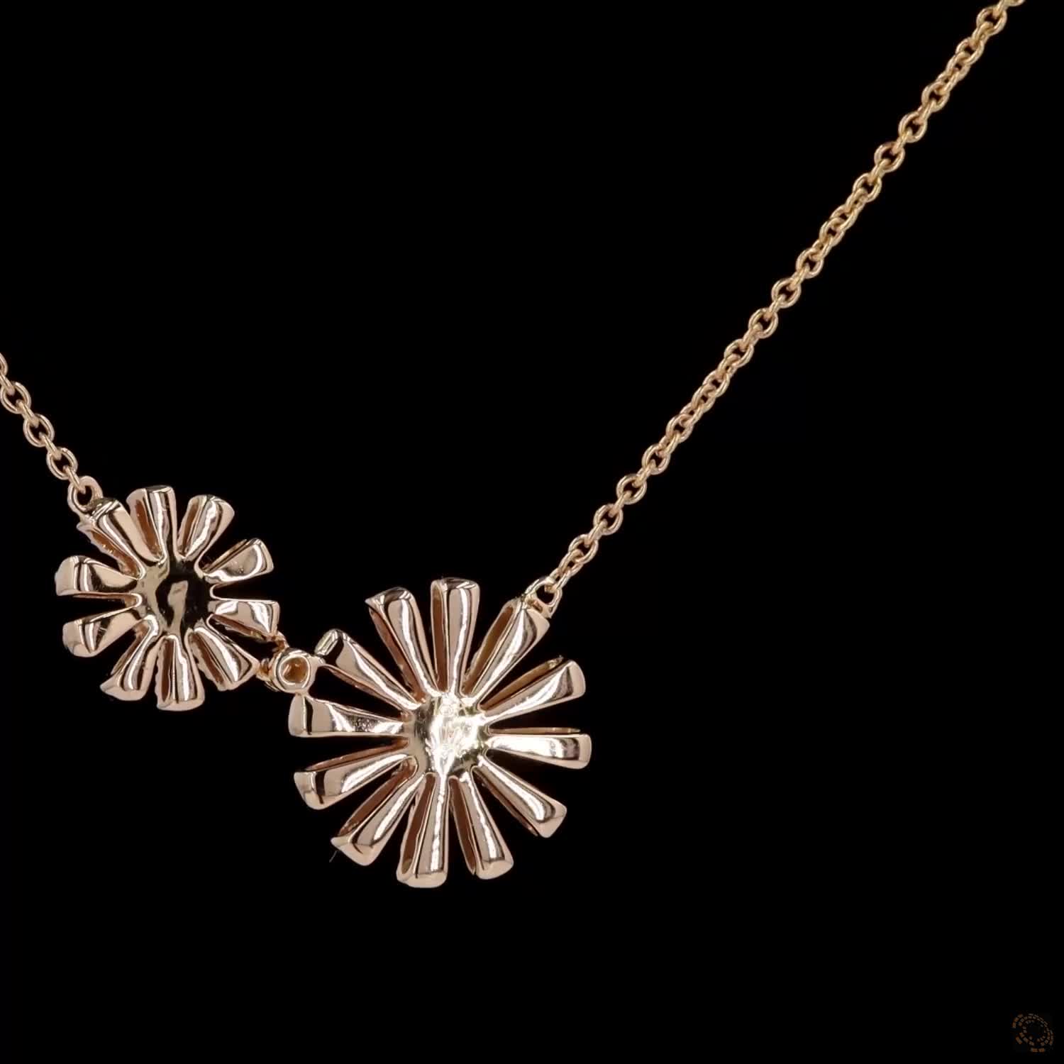 Awaken’s Harmony Blooms: Two-Tone Sunflower Diamond Necklace