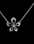 Blossoming Elegance: Flower Blue Sapphire Diamond Necklace