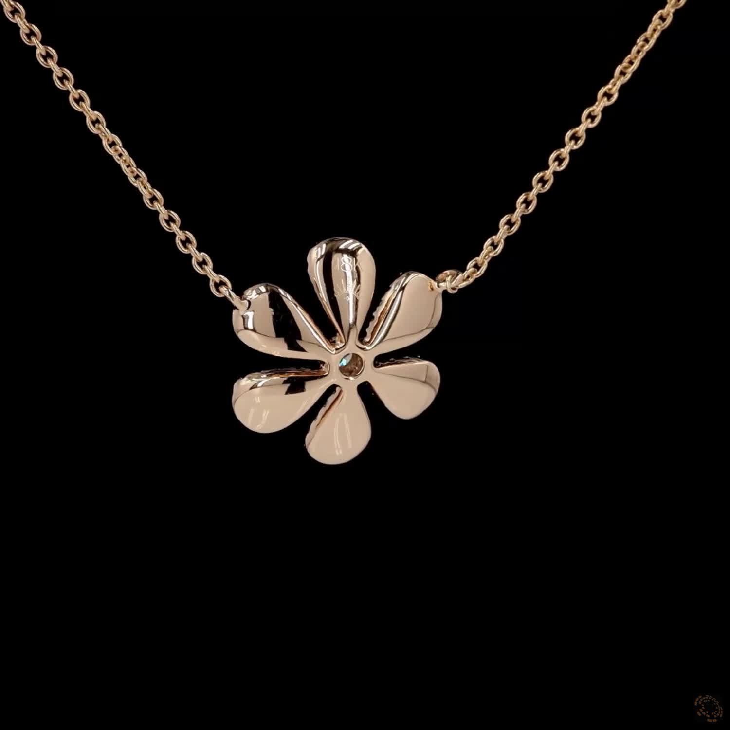 Awaken’s Floral Radiance: Diamond Petal Elegance Necklace