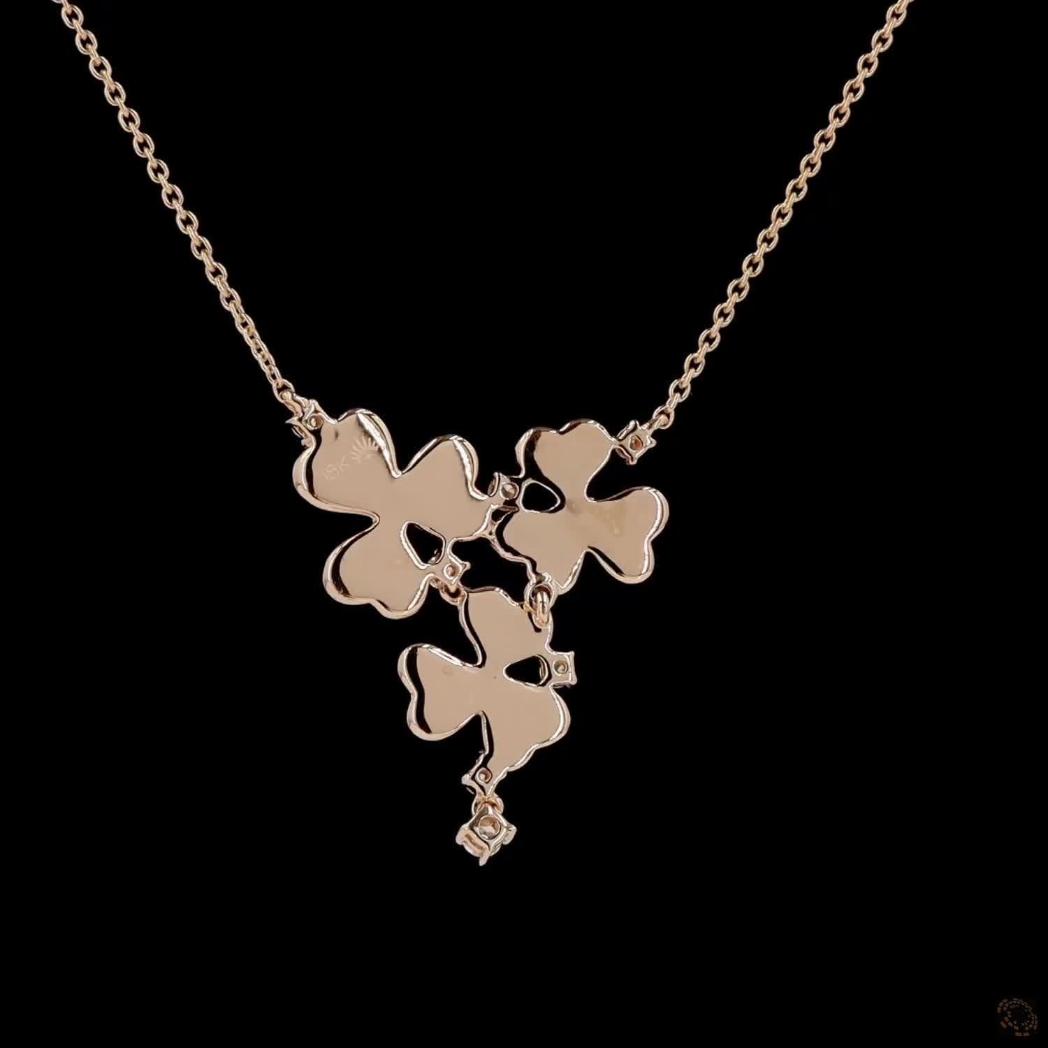 Enchanting Tri-Floral Elegance: Diamond Necklace