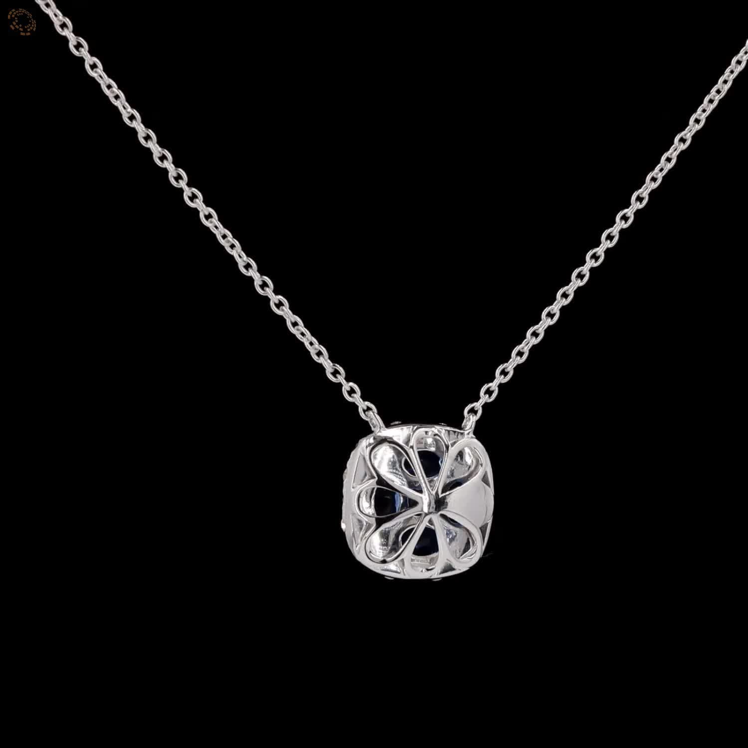 Awaken’s Sapphire Radiance:  Square Diamond Necklace