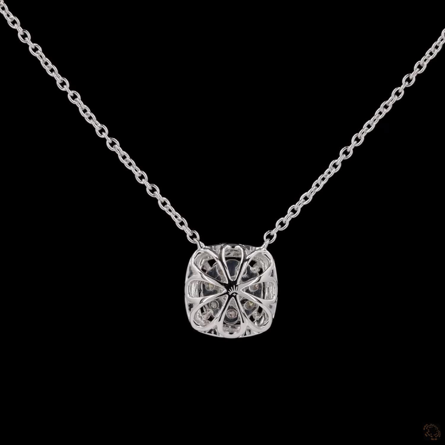 Awaken’s Bouquet: Cushion  Halo Diamond Necklace