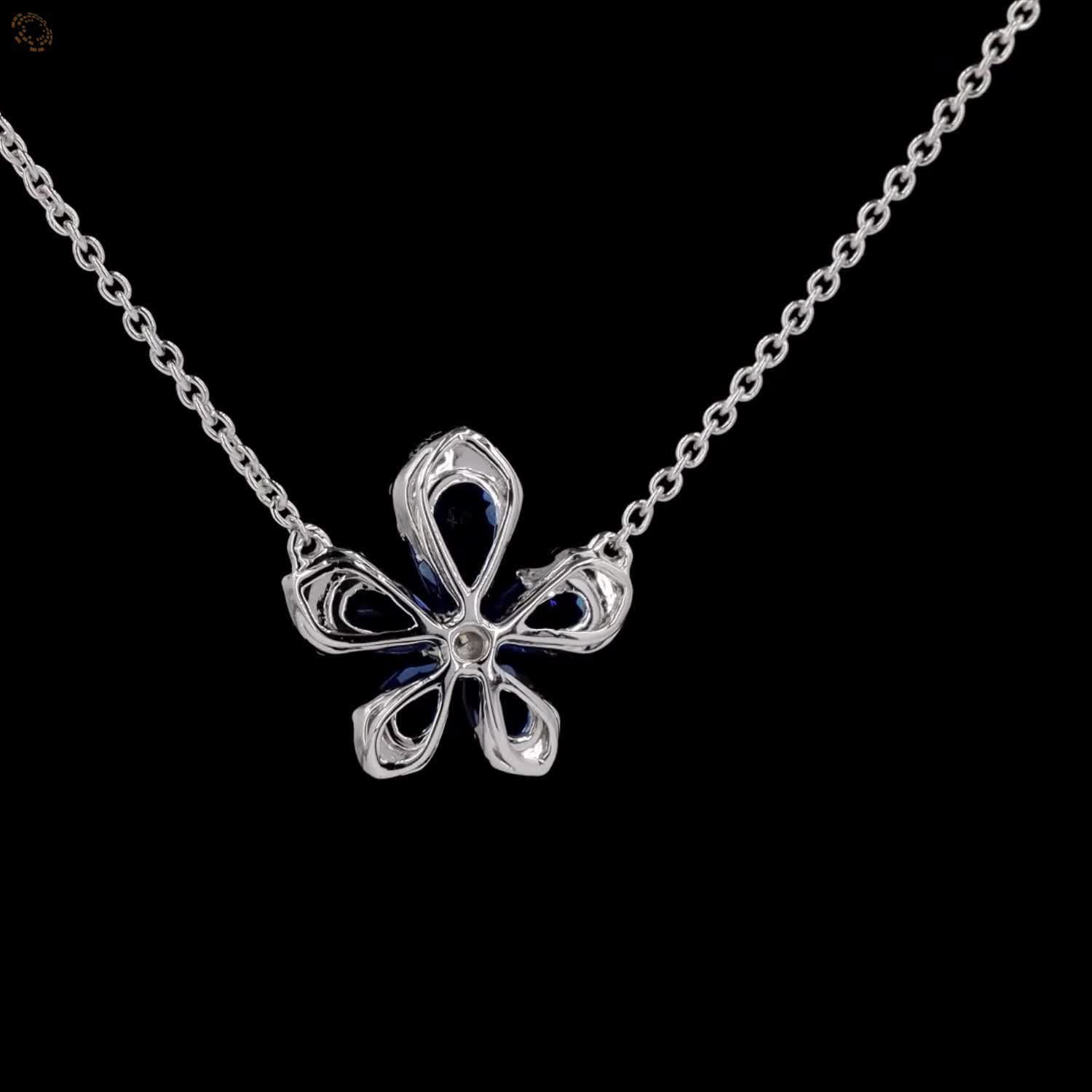 Awaken’s Blossom Flower Blue Sapphire Diamond Necklace