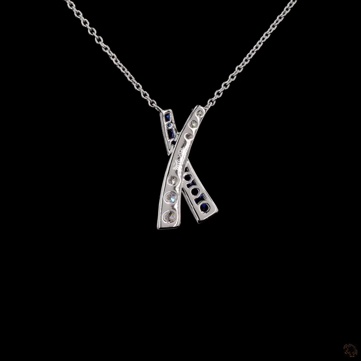 Blue &amp; White &#39;X&#39; Diamond Necklace: Elegant Kiss