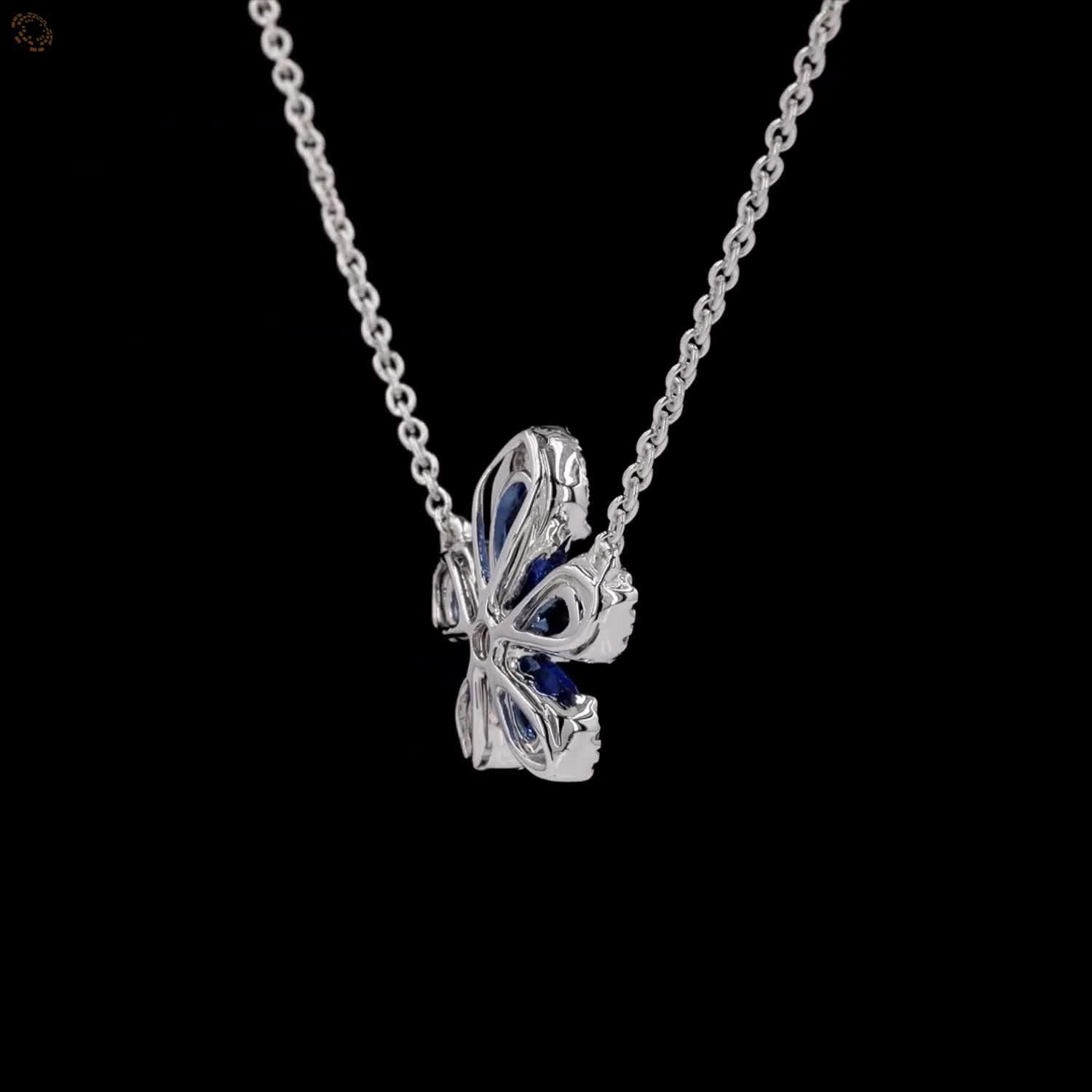 Awaken’s Blossom Flower Blue Sapphire Diamond Necklace