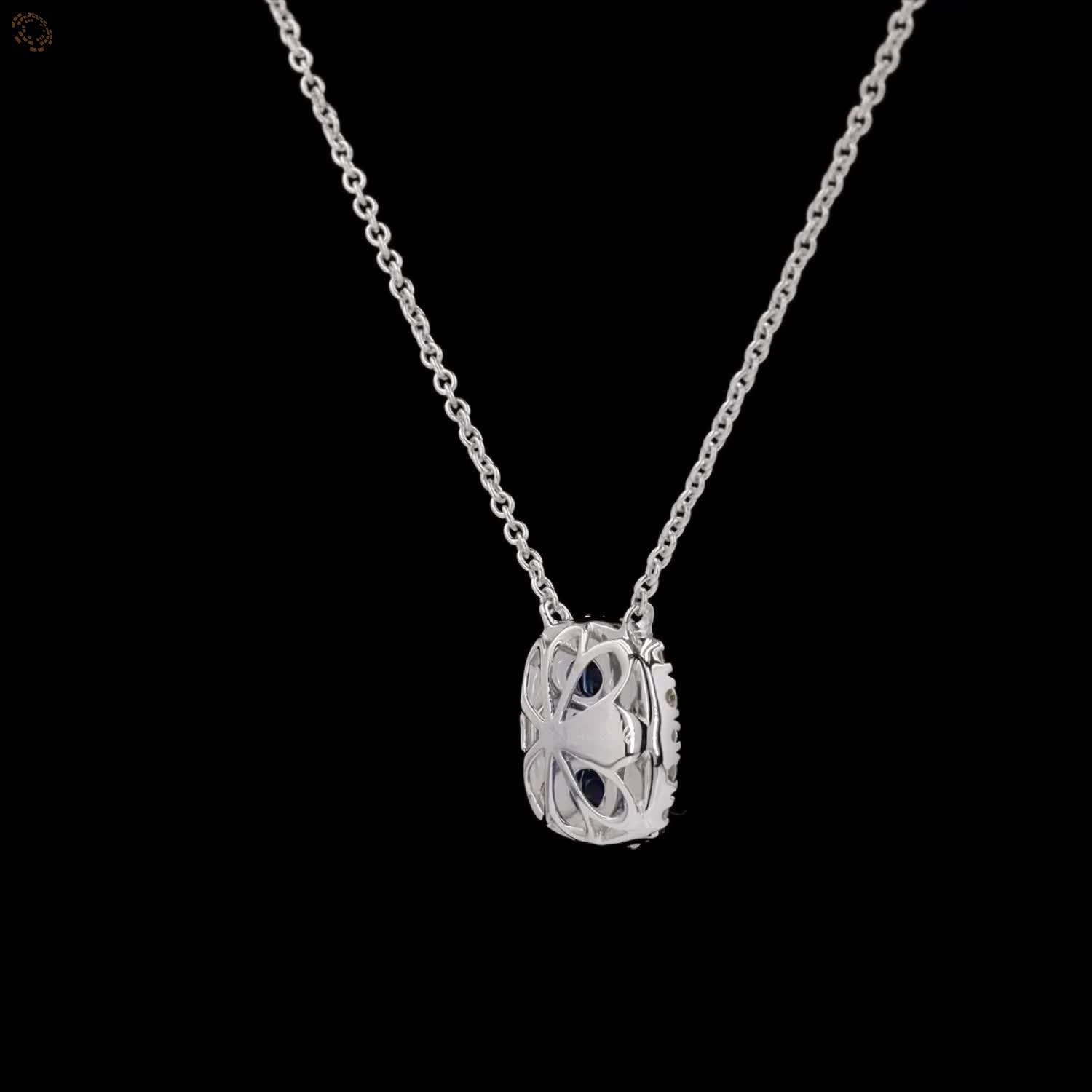 Awaken’s Sapphire Radiance:  Square Diamond Necklace