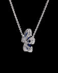 Blossoming Elegance: Flower Blue Sapphire Diamond Necklace