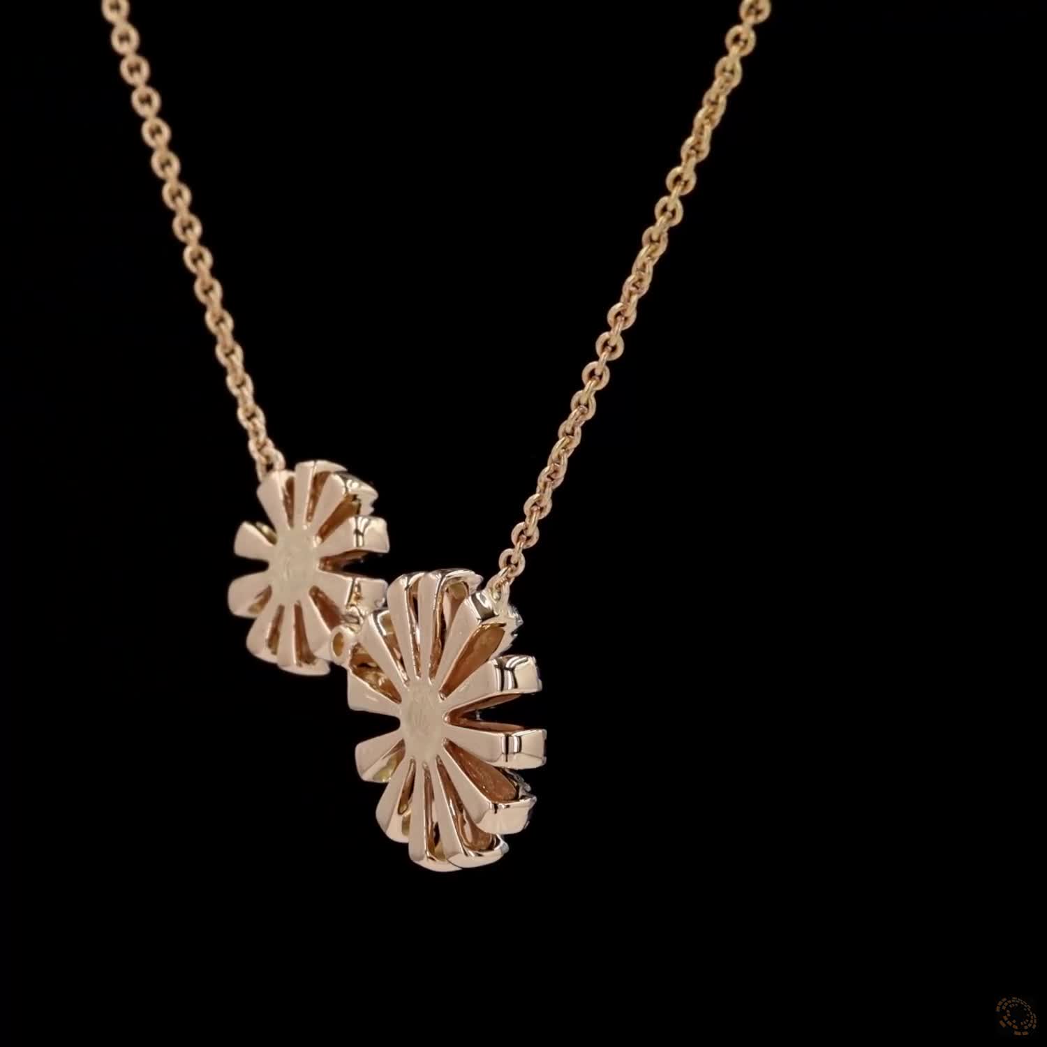 Awaken’s Harmony Blooms: Two-Tone Sunflower Diamond Necklace