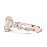 Gold 3Ct Marquise Side Stone Setting Radiant Lab Grown Diamond Leah Ring