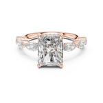 Gold 3Ct Marquise Side Stone Setting Radiant Lab Grown Diamond Leah Ring