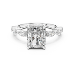 Gold 3Ct Marquise Side Stone Setting Radiant Lab Grown Diamond Leah Ring