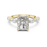 Gold 3Ct Marquise Side Stone Setting Radiant Lab Grown Diamond Leah Ring