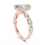 Gold 3Ct Marquise Side Stone Setting Radiant Lab Grown Diamond Leah Ring