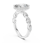 Gold 3Ct Marquise Side Stone Setting Radiant Lab Grown Diamond Leah Ring