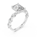 Gold 3Ct Marquise Side Stone Setting Radiant Lab Grown Diamond Leah Ring