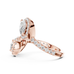 Gold 2Ct Halo Double Stone Setting Open Design Marquise Pear Lab Grown Diamond Irene Ring