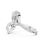 Gold 2Ct Halo Double Stone Setting Open Design Marquise Pear Lab Grown Diamond Irene Ring