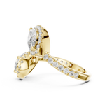 Gold 2Ct Halo Double Stone Setting Open Design Marquise Pear Lab Grown Diamond Irene Ring
