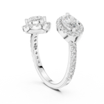 Gold 2Ct Halo Double Stone Setting Open Design Marquise Pear Lab Grown Diamond Irene Ring
