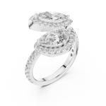Gold 2Ct Halo Double Stone Setting Open Design Marquise Pear Lab Grown Diamond Irene Ring