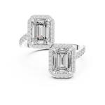 Gold 2Ct Halo Double Stone Setting Emerald Lab Grown Diamond Mae Ring
