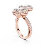 Gold 2Ct Halo Double Stone Setting Emerald Lab Grown Diamond Mae Ring